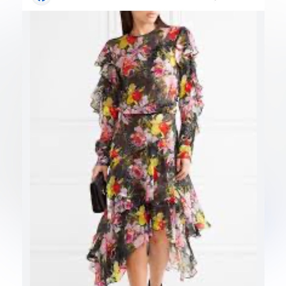 Preen by Thornton Bregazzi Floral Ruffle Dress size L - Picture 2 of 6